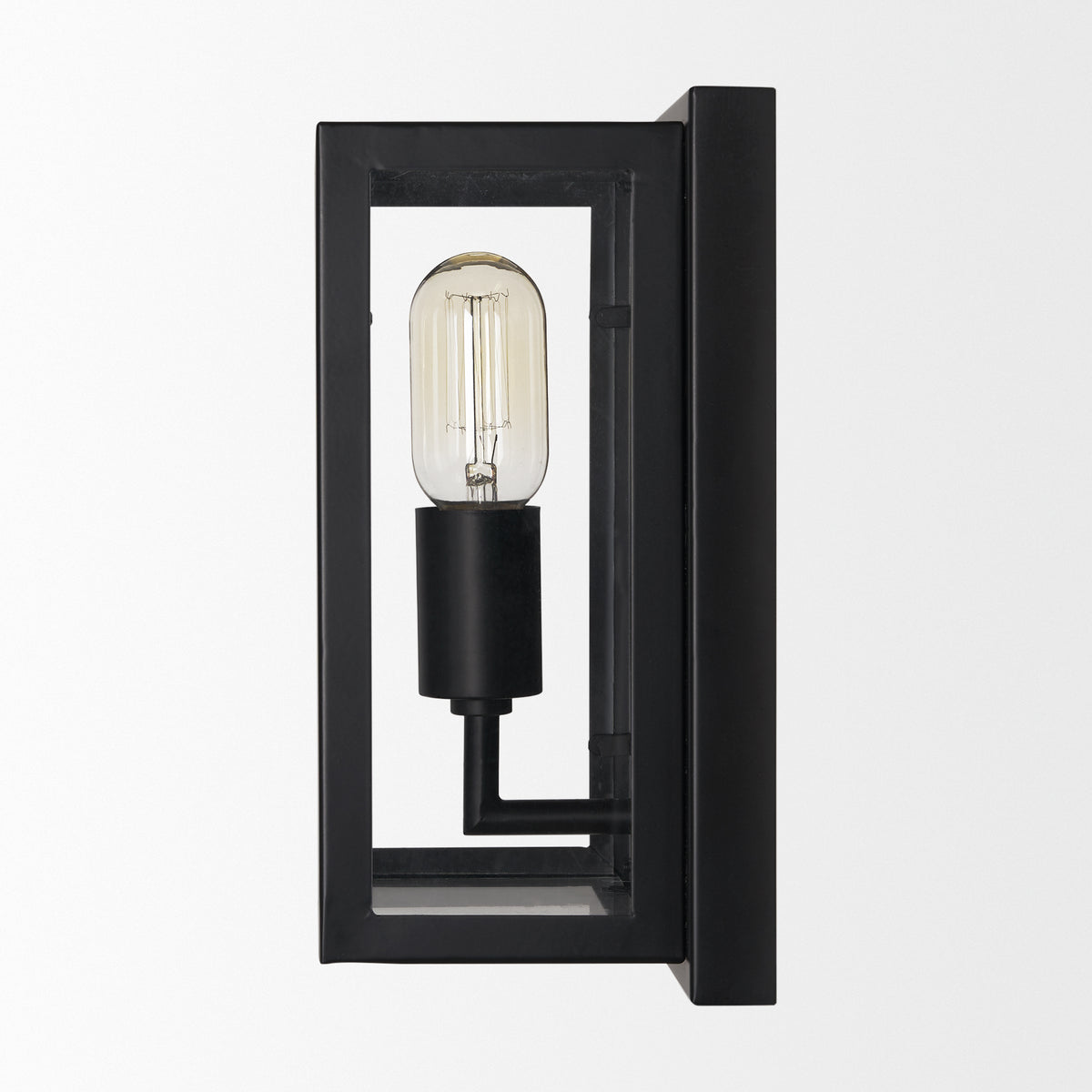 Cairn Matte Black Metal with Glass 1-Light Wall Sconce - Ornate Home