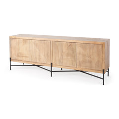 Cairo Brown/Black Solid Wood Metal Base 4 Door Cabinet Sideboard - Ornate Home