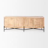 Cairo Brown/Black Solid Wood Metal Base 4 Door Cabinet Sideboard - Ornate Home