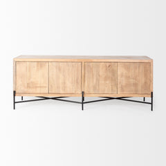 Cairo Brown/Black Solid Wood Metal Base 4 Door Cabinet Sideboard - Ornate Home