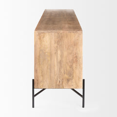 Cairo Brown/Black Solid Wood Metal Base 4 Door Cabinet Sideboard - Ornate Home