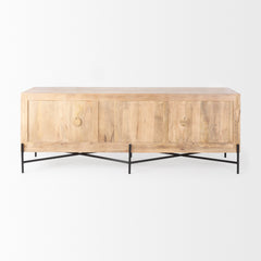 Cairo Brown/Black Solid Wood Metal Base 4 Door Cabinet Sideboard - Ornate Home