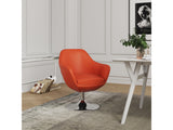 Caisson Faux Leather Swivel Accent Chair in Orange and Polished Chrome (set of 2) - Ornate Home