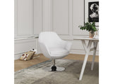 Caisson Faux Leather Swivel Accent Chair in White and Polished Chrome (set of 2) - Ornate Home