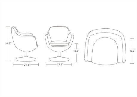 Caisson Faux Leather Swivel Accent Chair in White and Polished Chrome (set of 2) - Ornate Home