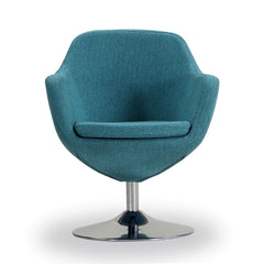 Caisson Swivel Accent Chair in Blue and Polished Chrome - Ornate Home