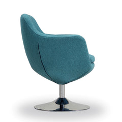 Caisson Swivel Accent Chair in Blue and Polished Chrome - Ornate Home