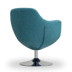 Caisson Swivel Accent Chair in Blue and Polished Chrome - Ornate Home