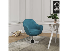 Caisson Swivel Accent Chair in Blue and Polished Chrome (set of 2) - Ornate Home