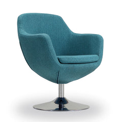Caisson Swivel Accent Chair in Blue and Polished Chrome (set of 2) - Ornate Home