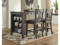 Caitbrook Gray Counter Height Dining Table and 2 Barstools - Ornate Home