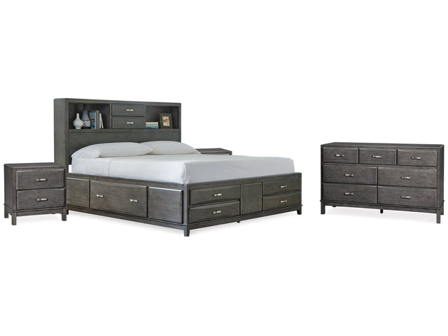 Caitbrook Gray California King Storage Bed, Dresser and 2 Nightstands (Online Special Price) - Ornate Home