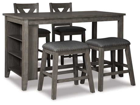 Caitbrook Gray Counter Height Dining Table and 4 Barstools (2 Chairs + 2 Stools) - Ornate Home