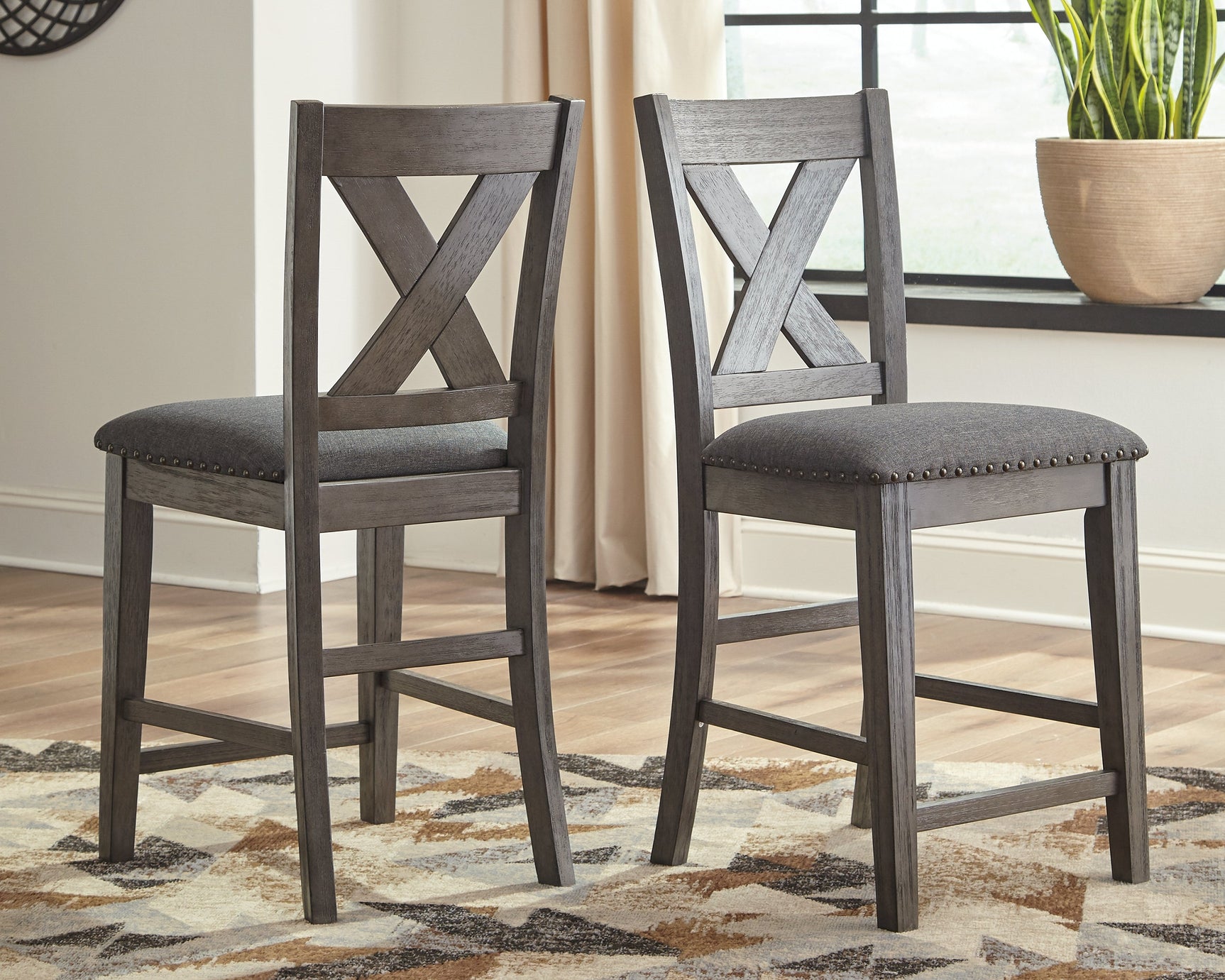 Caitbrook Gray Counter Height Dining Table and 4 Barstools (2 Chairs + 2 Stools) - Ornate Home