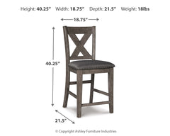 Caitbrook Gray Counter Height Dining Table and 4 Barstools (2 Chairs + 2 Stools) - Ornate Home