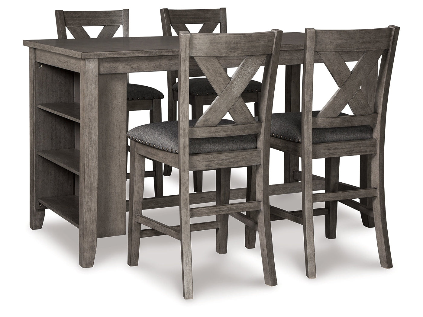 Caitbrook Gray Counter Height Dining Table and 4 Barstools (4 Chairs) (Online Special Price) - Ornate Home