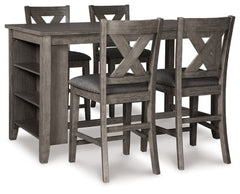 Caitbrook Gray Counter Height Dining Table and 4 Barstools (4 Chairs) - Ornate Home
