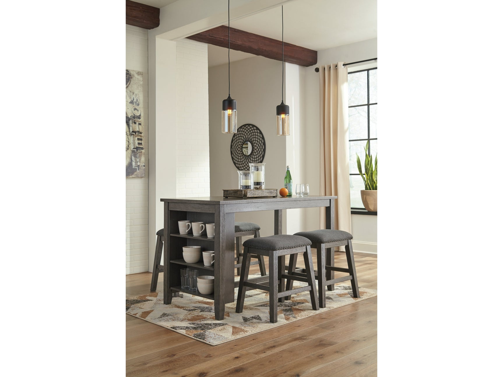 Caitbrook Gray Counter Height Dining Table and 4 Barstools - Ornate Home