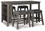 Caitbrook Gray Counter Height Dining Table and 4 Barstools - Ornate Home