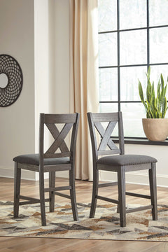 Caitbrook Gray Counter Height Uph. Bar Stool /Chair (Set of 2) - Ornate Home