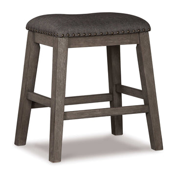 Caitbrook Gray Counter Height Uph. Bar Stool /Chair (Set of 2) - Ornate Home