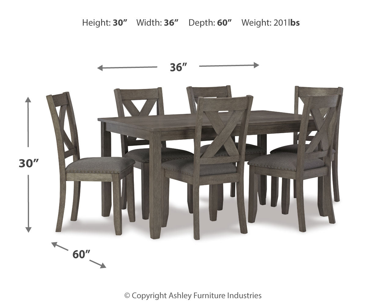 Caitbrook Gray Dining Room Set / (Set of 7) (Online Special Price) - Ornate Home