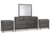 Caitbrook Gray Dresser, Mirror and 2 Nightstands - Ornate Home