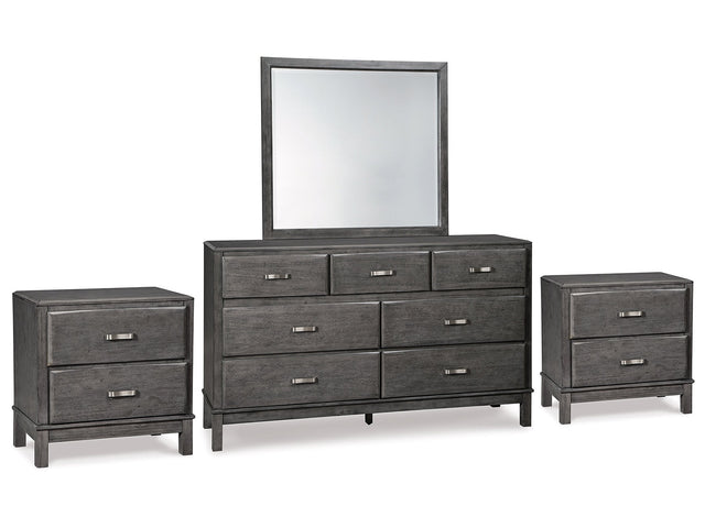 Caitbrook Gray Dresser, Mirror and 2 Nightstands - Ornate Home