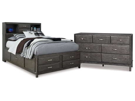 Caitbrook Gray Full Storage Bed and Dresser - Ornate Home