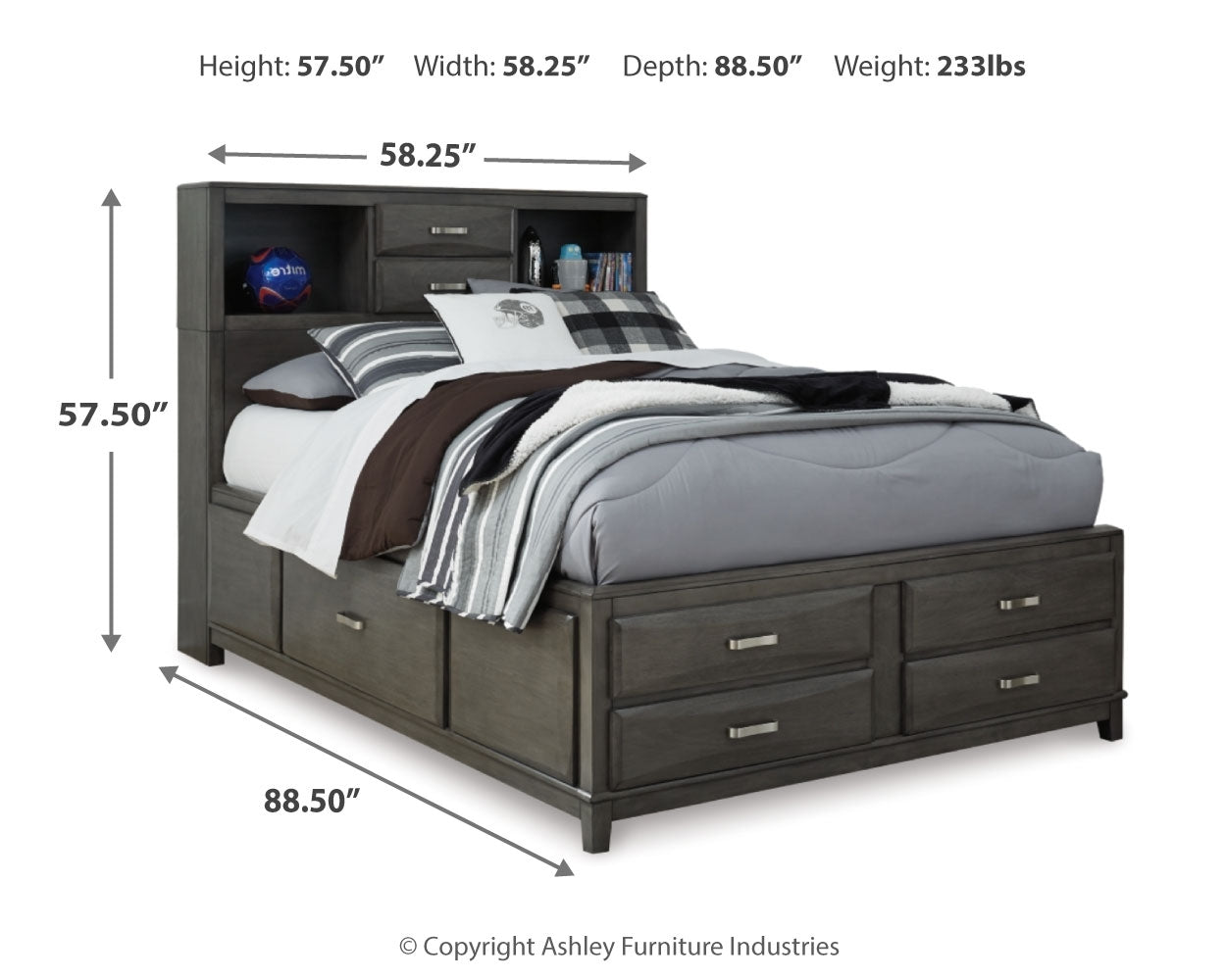 Caitbrook Gray Full Storage Bedroom Set with Chest - Ornate Home