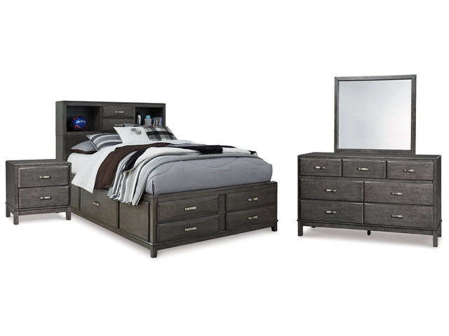 Caitbrook Gray Full Storage Bedroom Set with Dresser, Mirror and Nightstand (Online Special Price) - Ornate Home