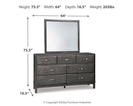 Caitbrook Gray Full Storage Bedroom Set with Dresser, Mirror and Nightstand - Ornate Home