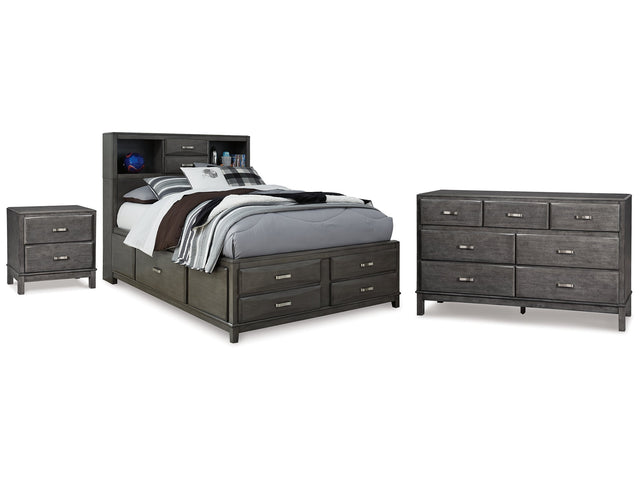 Caitbrook Gray Full Storage Bedroom Set with Dresser and Nightstand - Ornate Home