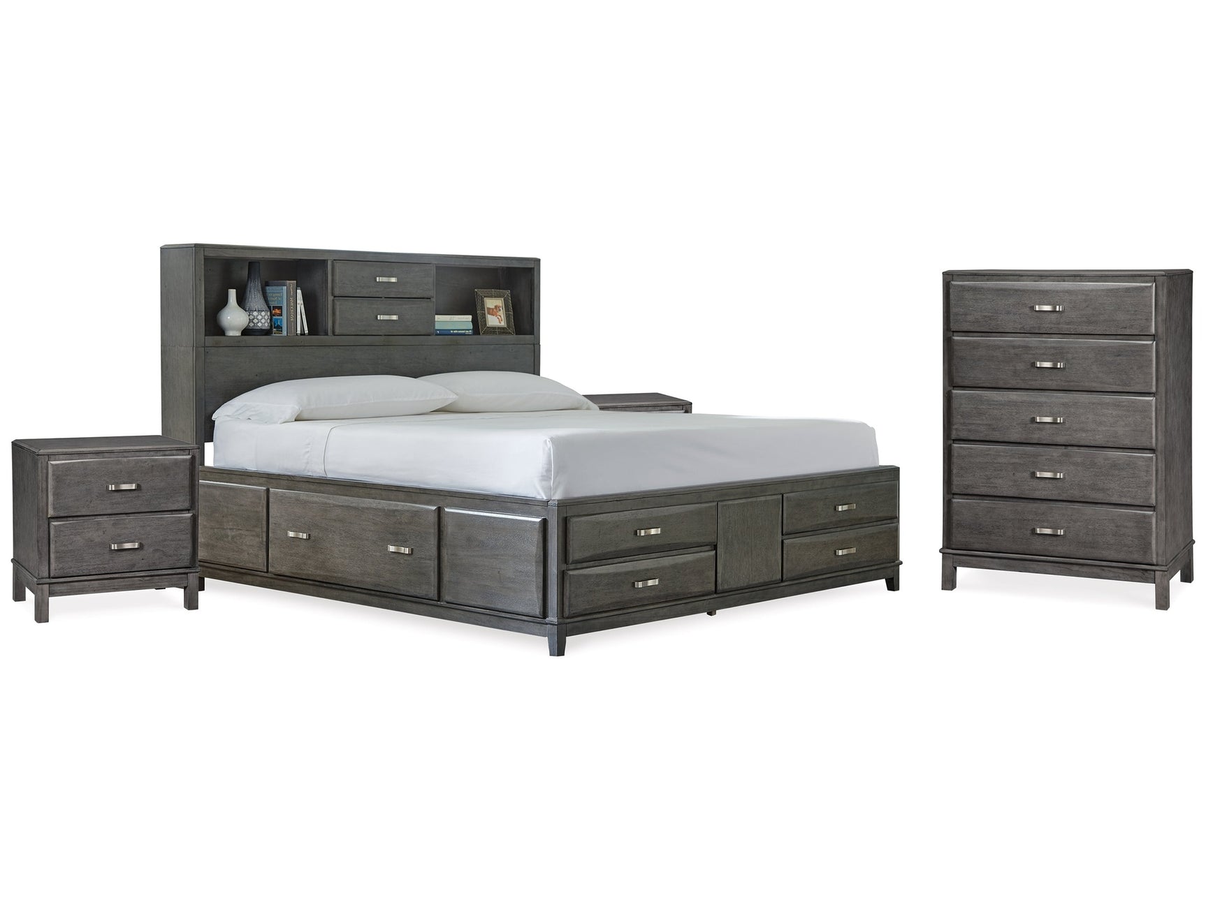 Caitbrook Gray King Storage Bedroom Set with Chest and 2 Nightstands (Online Special Price) - Ornate Home