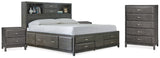 Caitbrook Gray King Storage Bedroom Set with Chest and 2 Nightstands (Online Special Price) - Ornate Home