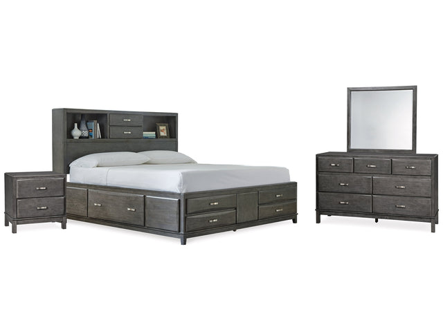 Caitbrook Gray King Storage Bedroom Set with Dresser, Mirror and Nightstand - Ornate Home