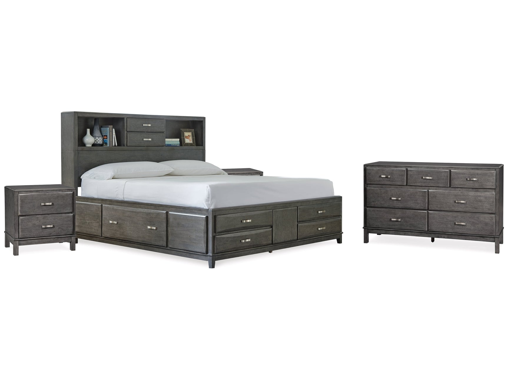 Caitbrook Gray King Storage Bedroom Set with Dresser and 2 Nightstands - Ornate Home
