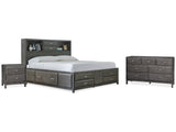 Caitbrook Gray King Storage Bedroom Set with Dresser and Nightstand - Ornate Home
