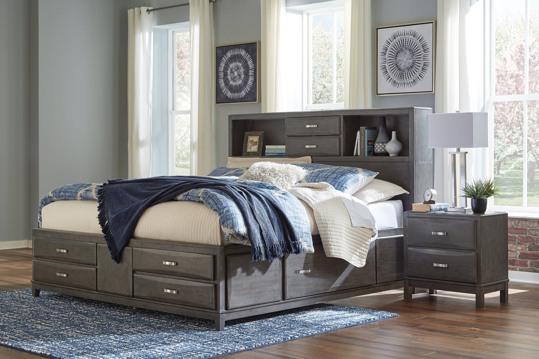Caitbrook Gray King Storage Bedroom Set with Dresser and Nightstand - Ornate Home