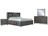 Caitbrook Gray Queen Storage Bedroom Set with Dresser, Mirror and Nightstand - Ornate Home