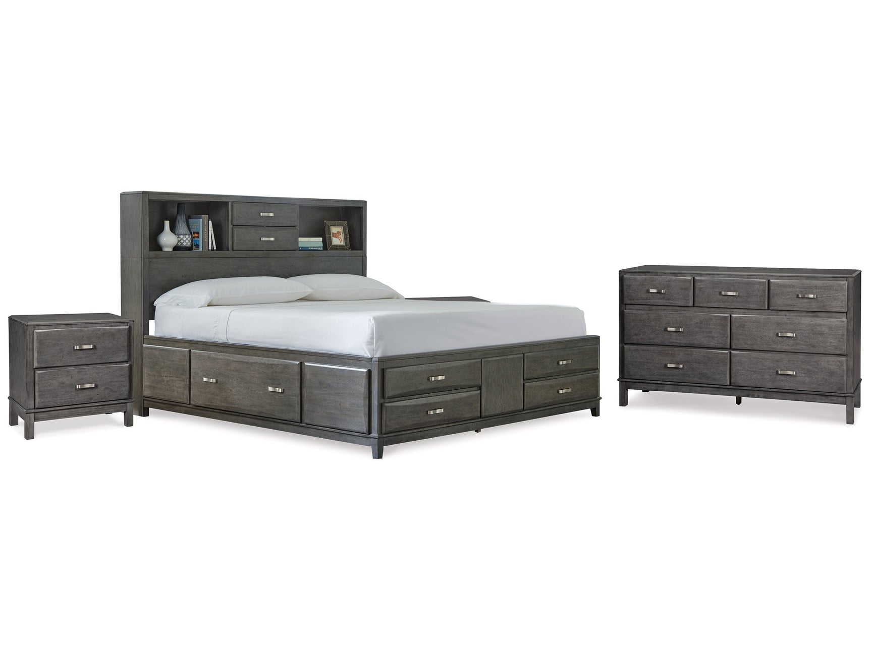Caitbrook Gray Queen Storage Bedroom Set with Dresser and 2 Nightstands - Ornate Home