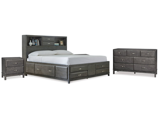 Caitbrook Gray Queen Storage Bedroom Set with Dresser and 2 Nightstands - Ornate Home