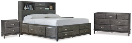 Caitbrook Gray Queen Storage Bedroom Set with Dresser and 2 Nightstands - Ornate Home