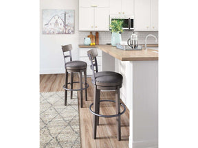 Caitbrook Gray Swivel Bar Height Bar Chair / 1pc (Online Special Price) - Ornate Home