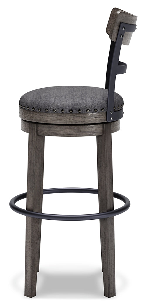 Caitbrook Gray Swivel Bar Height Bar Chair / 1pc (Online Special Price) - Ornate Home