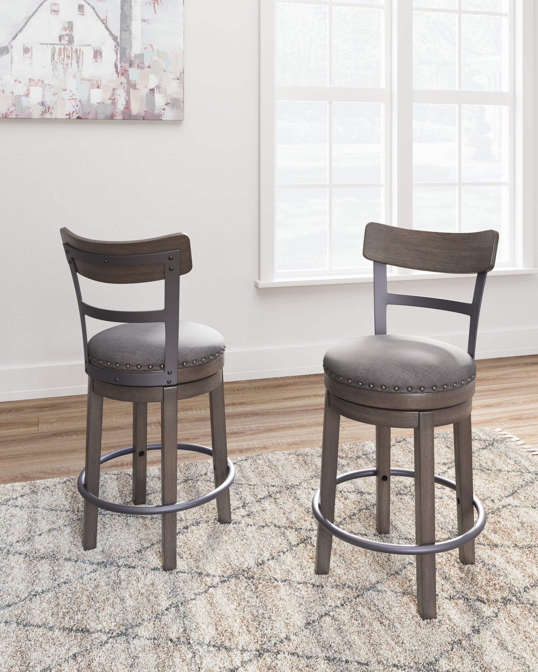 Caitbrook Gray Swivel Counter Height Bar Chair / 1pc (Online Special Price) - Ornate Home
