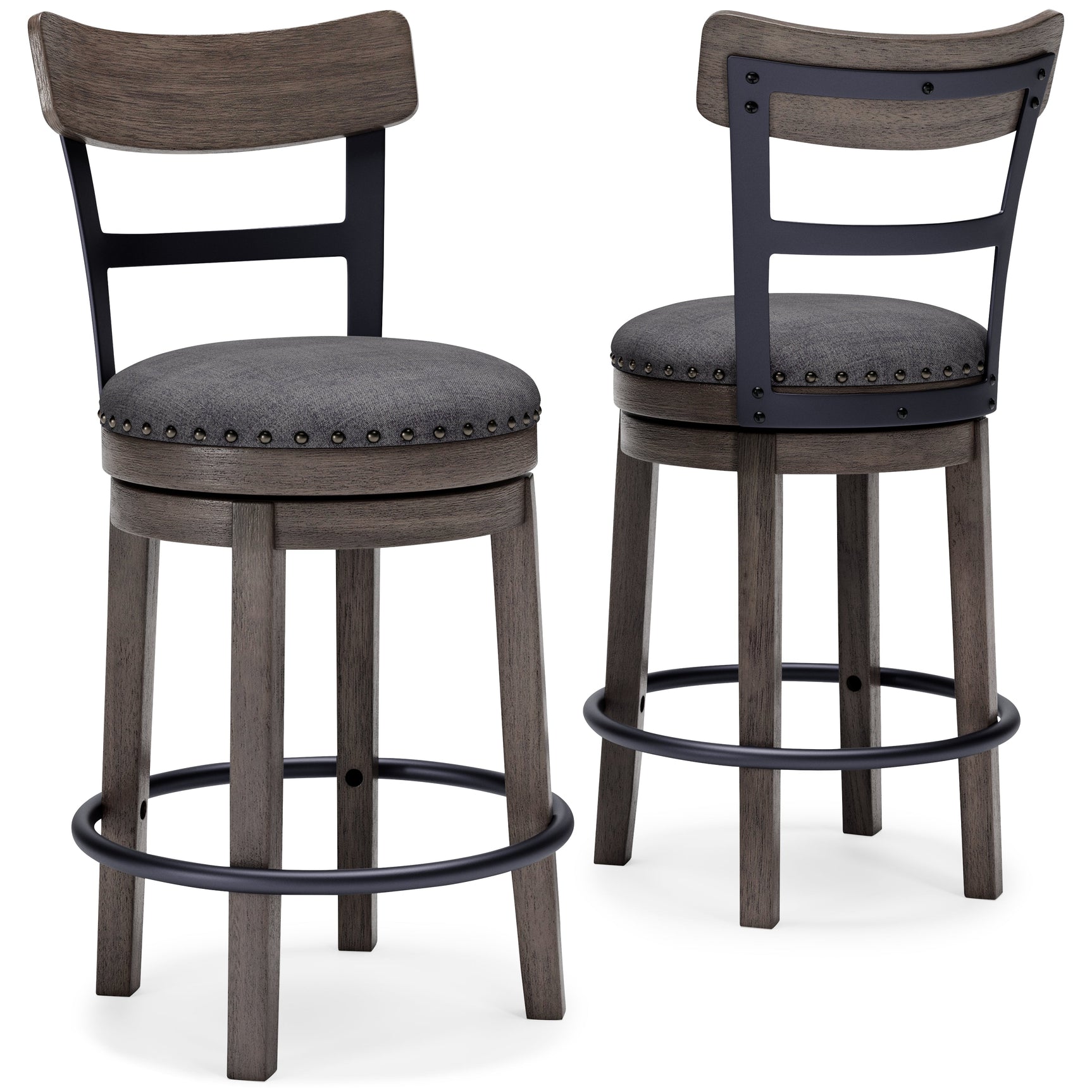 Caitbrook Gray Swivel Counter Height Bar Chair / 1pc (Online Special Price) - Ornate Home