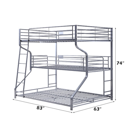 Caius II Silver Bunk Bed (Triple Full/Twin/Queen) - Ornate Home