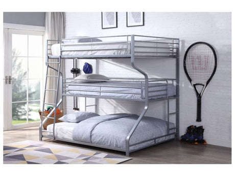 Caius II Silver Bunk Bed (Triple Full/Twin/Queen) - Ornate Home