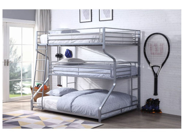 Caius II Silver Bunk Bed (Triple Full/Twin/Queen) - Ornate Home